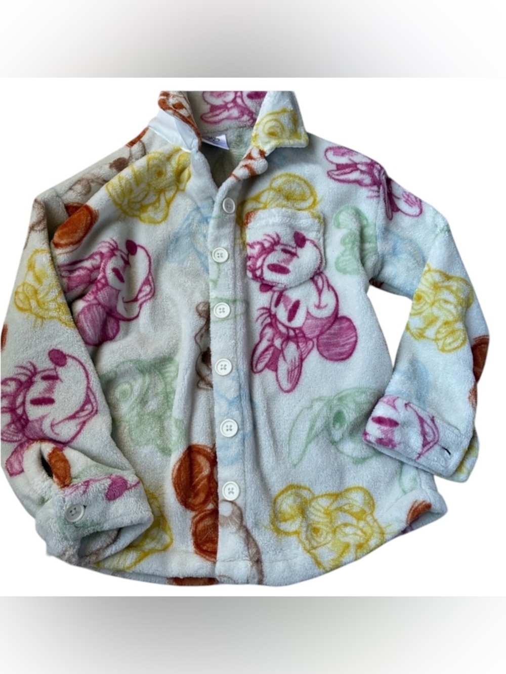 🎆🎇3for$9 Disney Animation Faces Multicolor Kids Button up Fleece